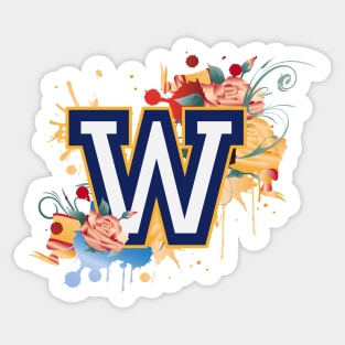 Varsity letter W flowers patch Sticker